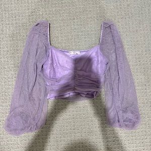 long sleeve purple crop top
